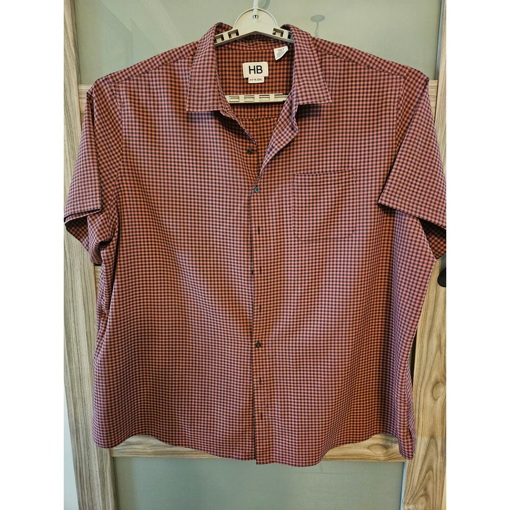 Dry Cleaned 3XLT Tall Check Black Red Camp Shirt by HB Soft Comfortable